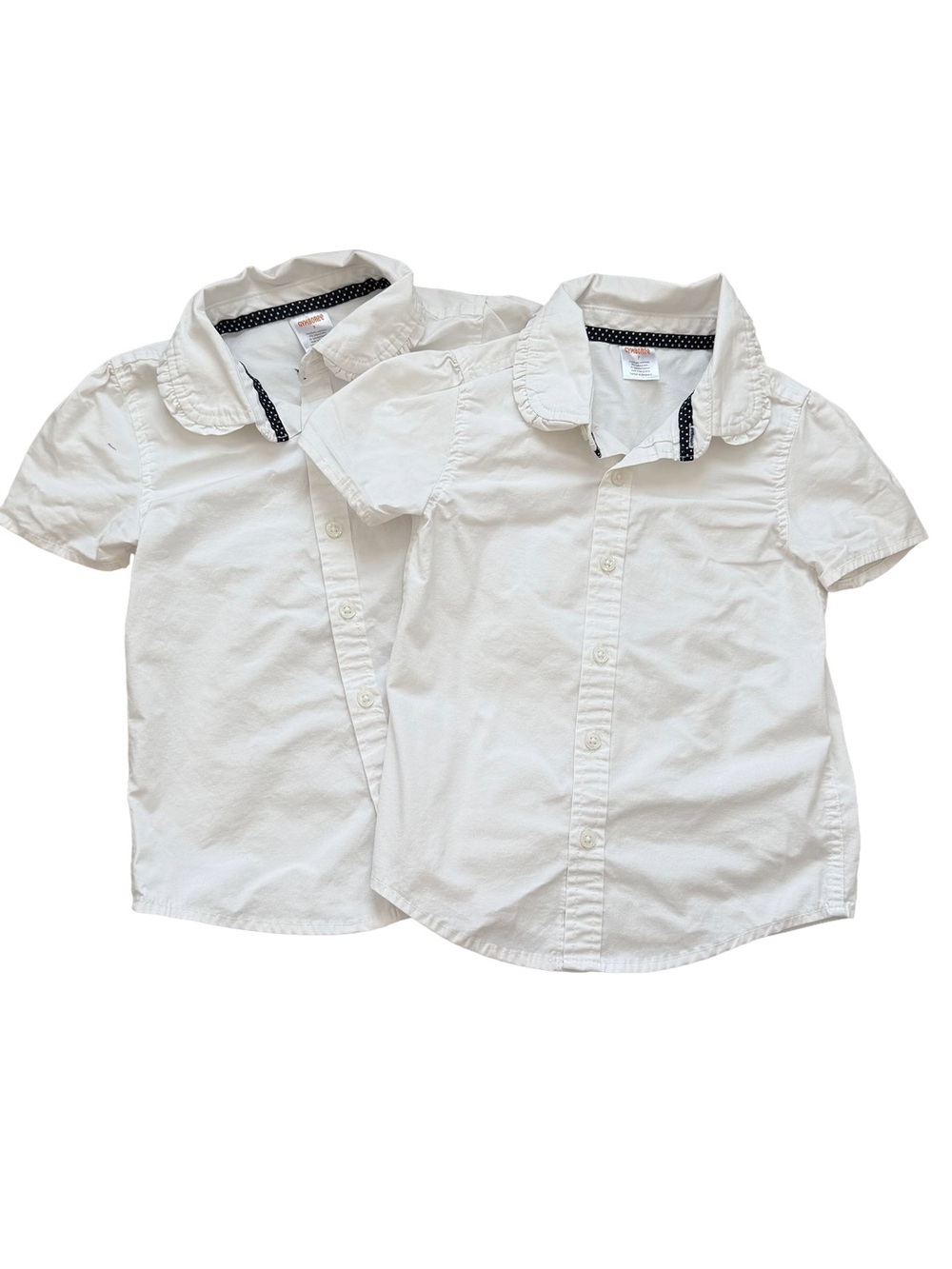 🤍 Lot of 2 Gymboree girls’Uniform white short sleeve Peter Pan collar, size 7.